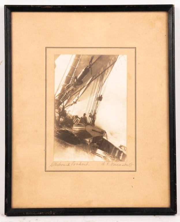 W. R. MACASKILL, SIGNED BOATING PHOTOGRAPH: Wallace R. MacAskill (Canadian, 1887-1956). "Starboard Lookout", signed and titled in pencil to the mat. Note: Each lot in this auction was stored in an active industrial warehouse. Accordingly, lots 