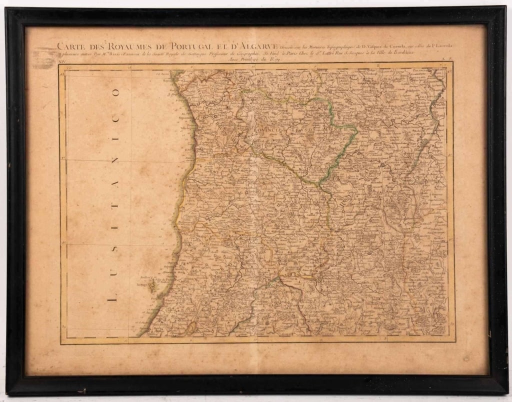 ANTIQUE FRAMED MAP, PORTUGUESE COAST (1 of 6)