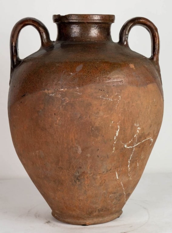 LARGE DOUBLE HANDLED POTTERY VASE (1 of 6)