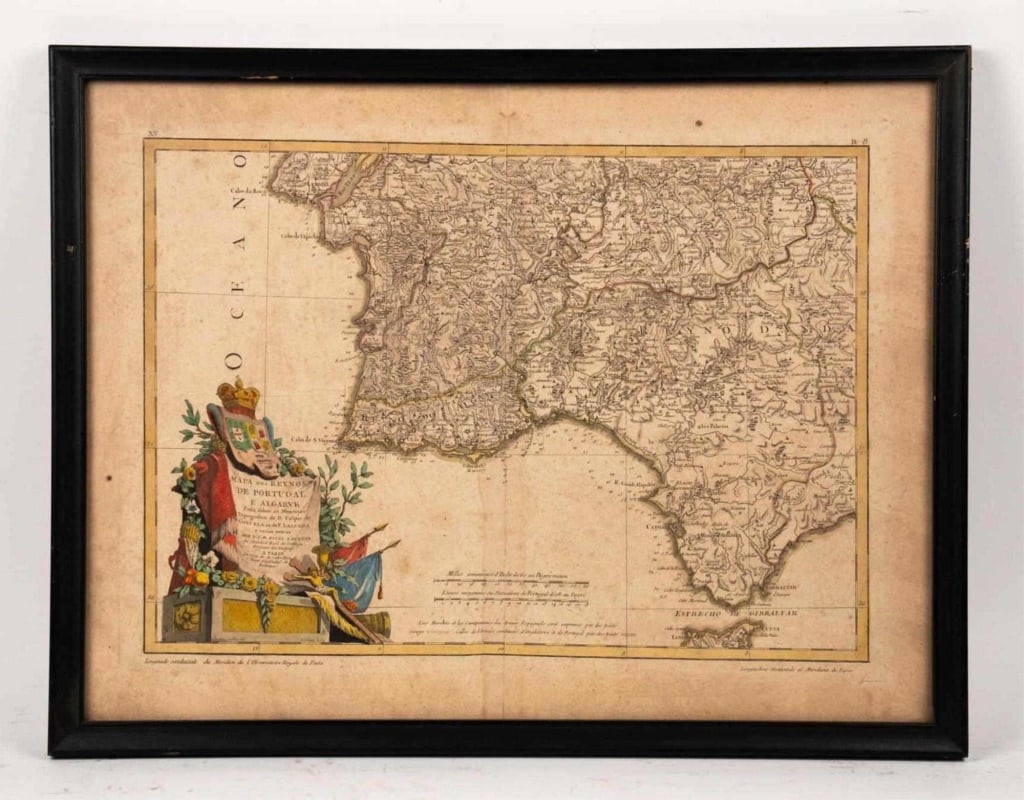ANTIQUE FRAMED MAP, PORTUGAL (1 of 6)