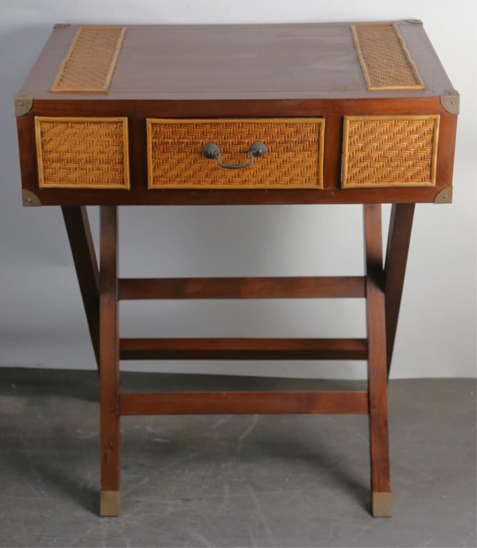 CARIBBEAN CAMPAIGN STYLE HAND-PEGGED TABLE: Caribbean campaign style hand-pegged table. Note: Each lot in this auction was stored in an active industrial warehouse. Accordingly, lots may exhibit dust and/or surface residue and may benefit from 