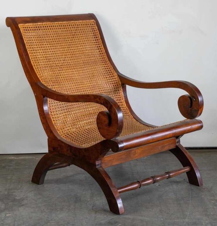 CARRIBEAN MAHOGANY SCROLL ARM PLANTATION CHAIR (1 of 7)
