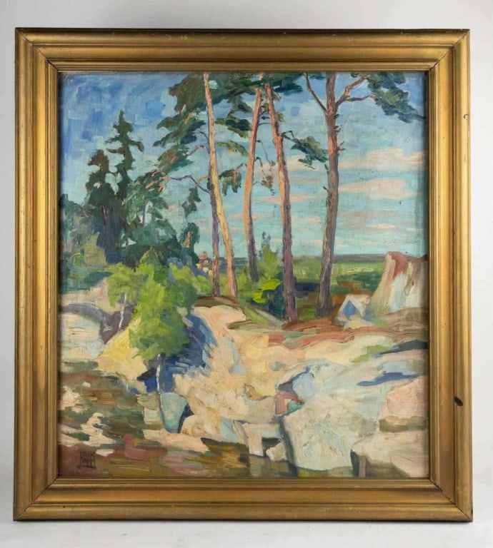 SIGNED LANDSCAPE, ACRYLIC ON CANVAS (1 of 6)