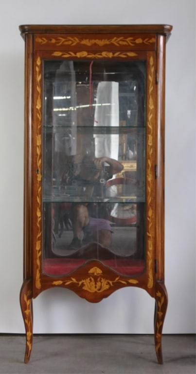 DUTCH MARQUETRY ANTIQUE MARBLE TOP VITRINE (1 of 7)