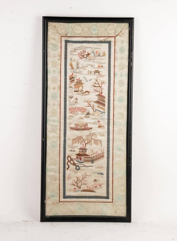 FRAMED CHINESE EMBROIDERED SILK PANEL (1 of 5)