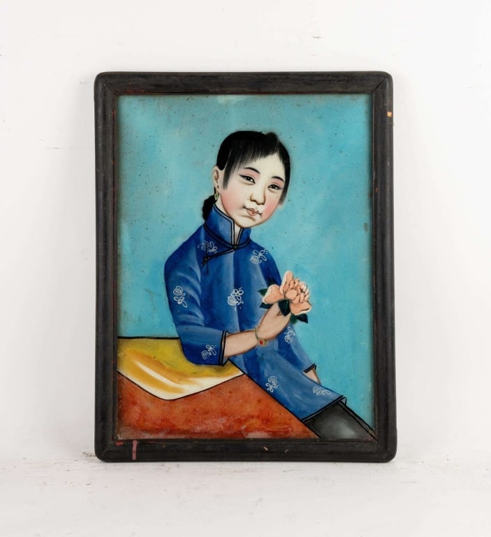 REVERSE PAINTED GLASS PORTRAIT OF A GIRL (1 of 6)