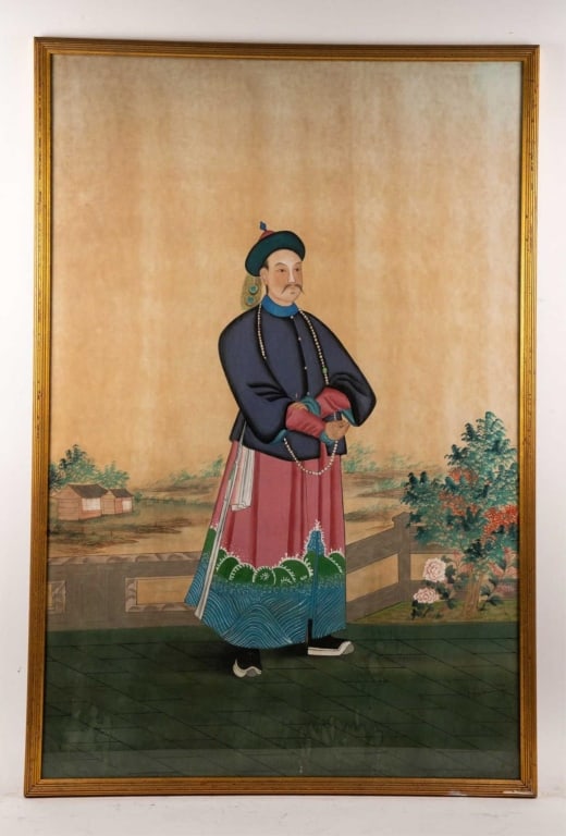 PORTRAIT OF A MAN, GOUACHE ON SILK (1 of 7)