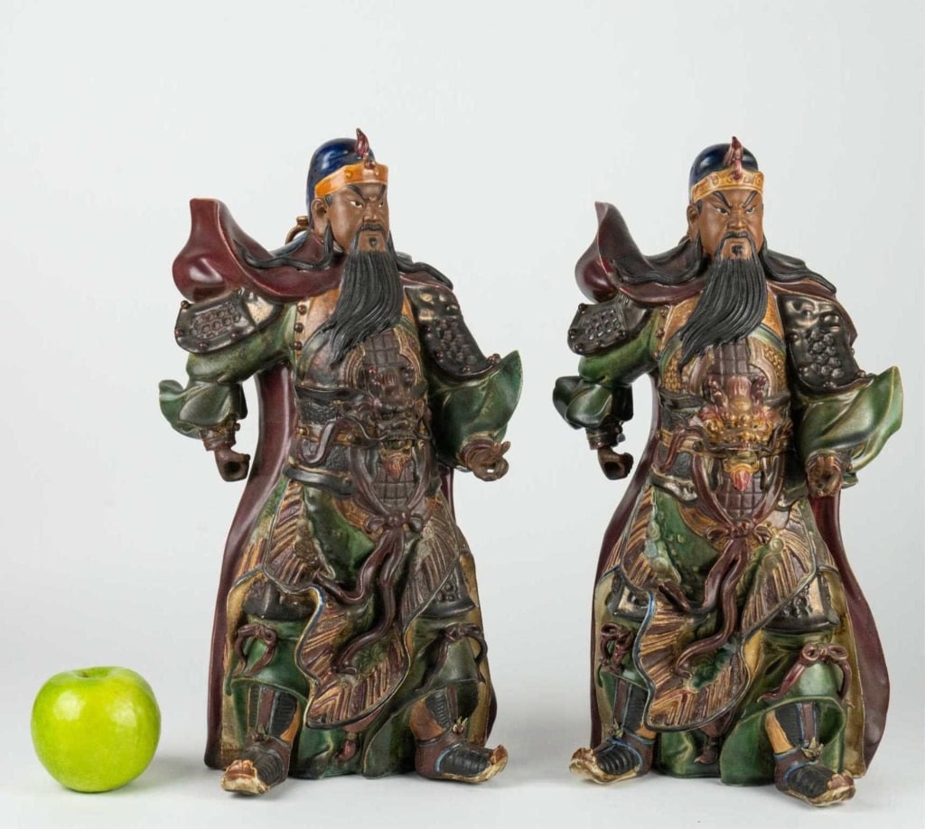 CHINESE PAIR OF 20TH C. TEMPLE WARRIORS (1 of 7)