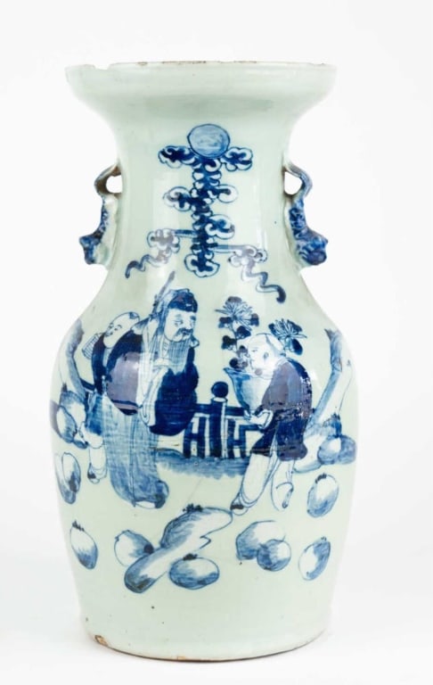 CHINESE 19TH C. BLUE AND WHITE BALUSTER VASE (1 of 6)