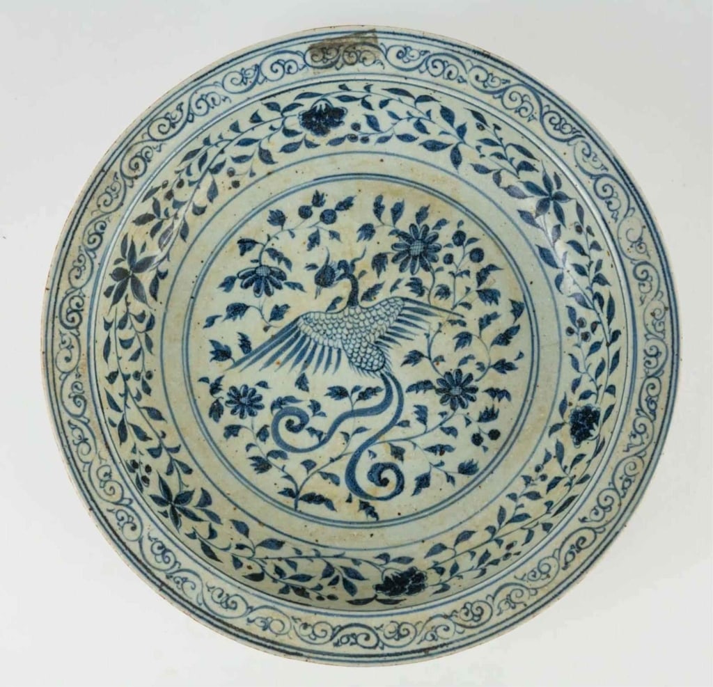 CHINESE ANTIQUE LOW BOWL: Chinese antique low bowl original price $975. Note: Each lot in this auction was stored in an active industrial warehouse. Accordingly, lots may exhibit dust and/or surface residue and may benefit fro