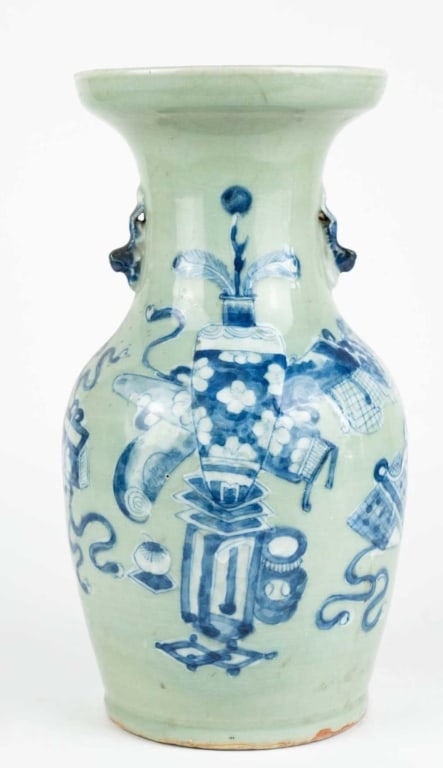 CHINESE 19TH C. BLUE AND WHITE BALUSTER VASE (1 of 5)