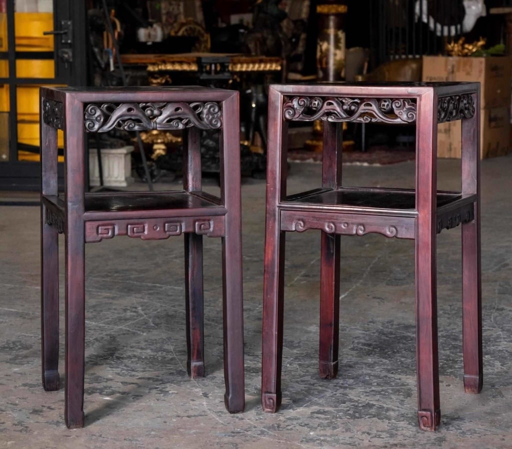 PAIR OF CHINESE ANTIQUE ROSEWOOD SIDE TABLES (1 of 3)
