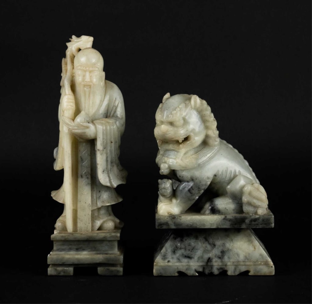 CHINESE STONE FIGURAL SCULPTURES: Chinese stone figural sculptures. Note: Each lot in this auction was stored in an active industrial warehouse. Accordingly, lots may exhibit dust and/or surface residue and may benefit from cleaning. 