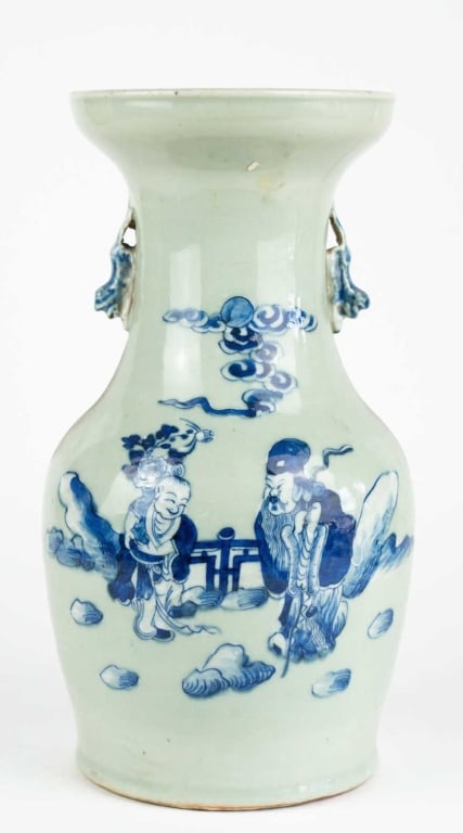 CHINESE 19TH C. BLUE AND WHITE BALUSTER VASE (1 of 6)