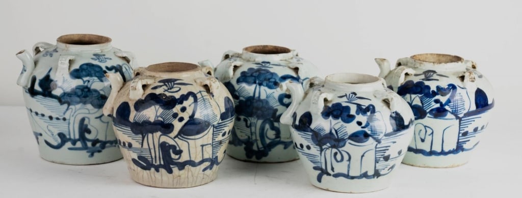 CHINESE ANTIQUE GROUPING OF 5 WATER VESSELS (1 of 3)