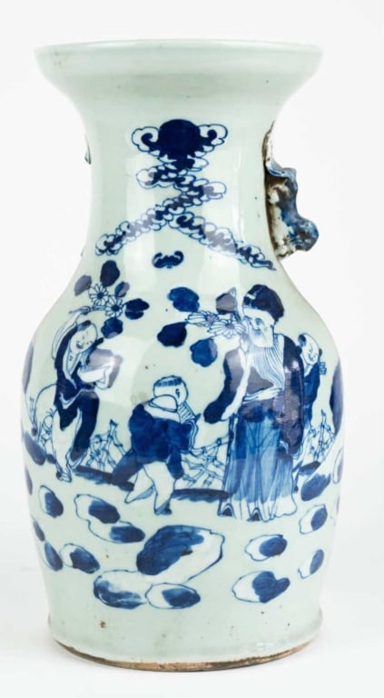 CHINESE 19TH C. CELADON BALUSTER VASE: Chinese 19th c. Celadon baluster vase. Note: Each lot in this auction was stored in an active industrial warehouse. Accordingly, lots may exhibit dust and/or surface residue and may benefit from clean