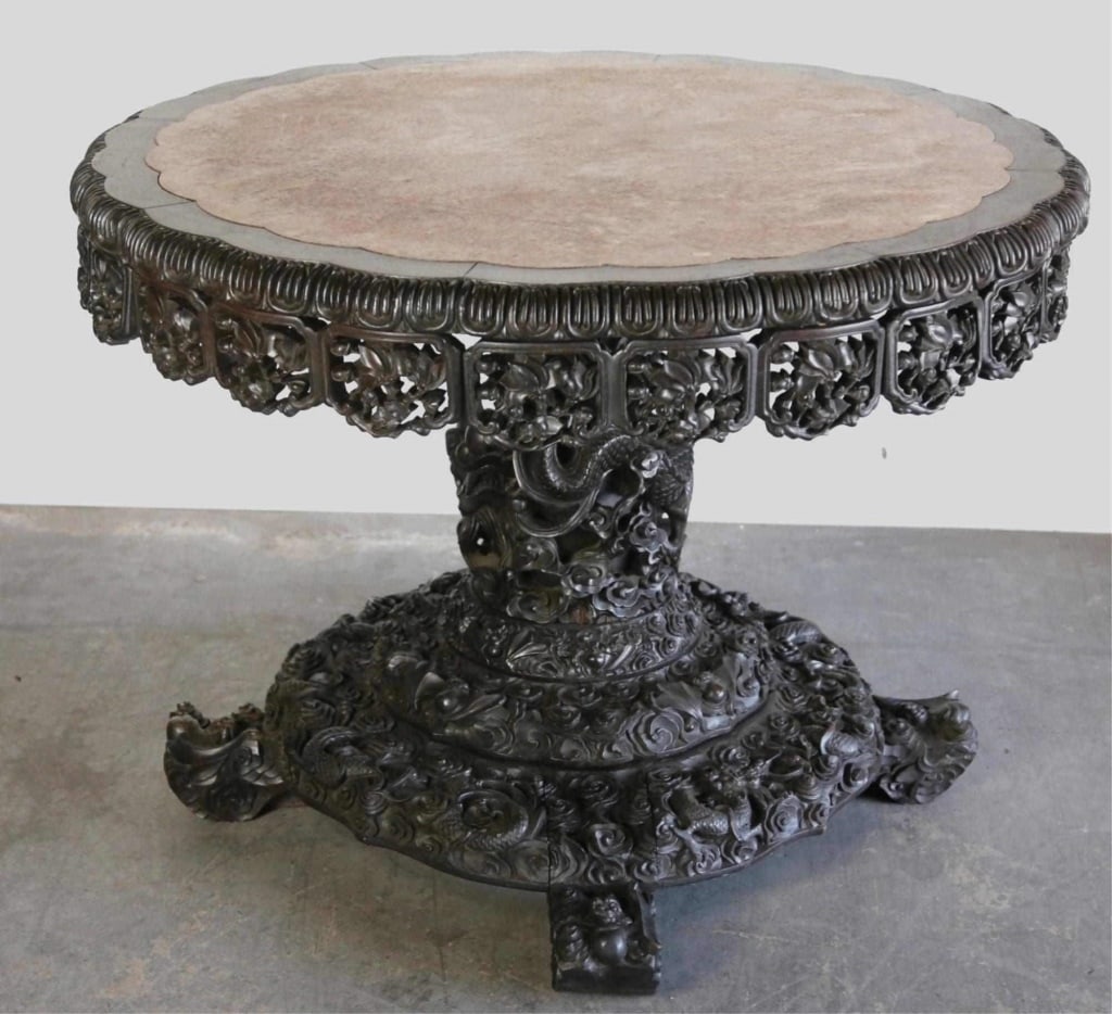 CHINESE IMPORTANT CARVED MARBLE CATHEDRAL TABLE (1 of 9)