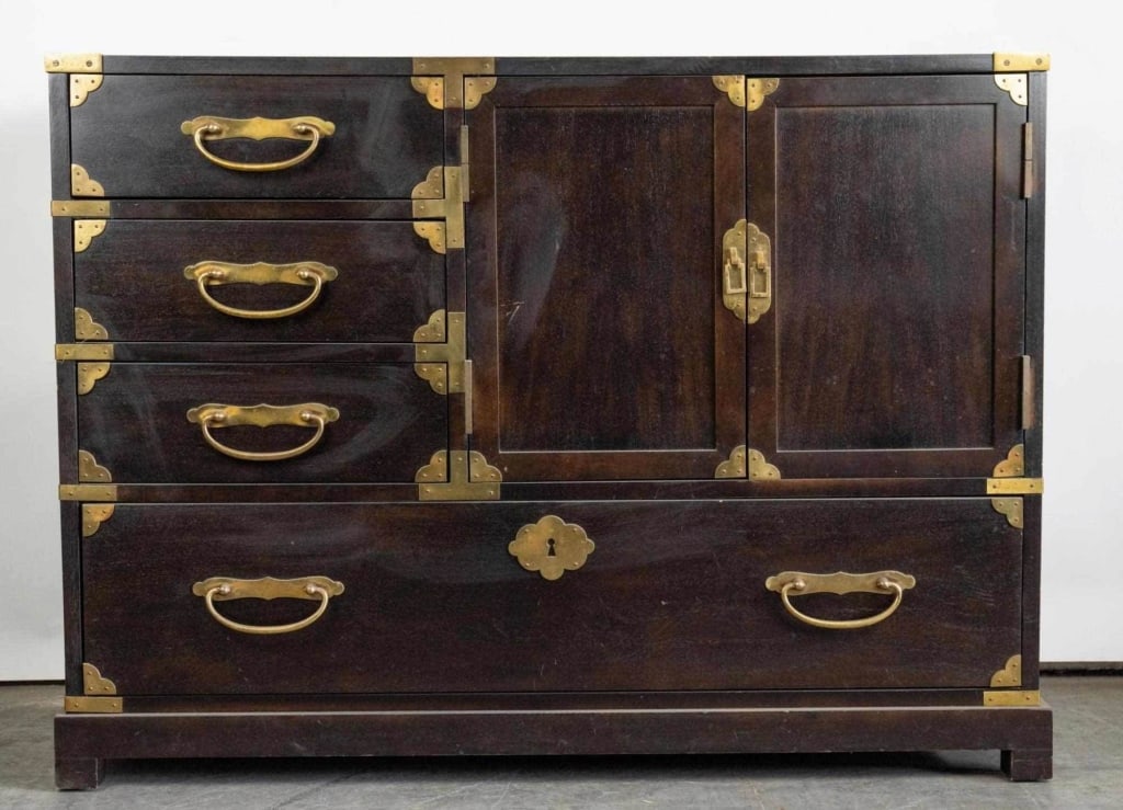 JAPANESE MID CENTURY MODERN TANSU: Japanese mid century modern tans. Note: Each lot in this auction was stored in an active industrial warehouse. Accordingly, lots may exhibit dust and/or surface residue and may benefit from cleaning. 