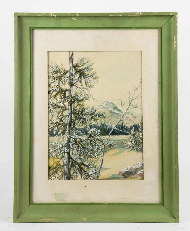 JOYCE HOWARD, WINTER LANDSCAPE, WATERCOLOR (1 of 6)