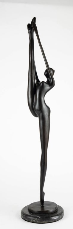 "BALLET DANCER' ATTRIBUTED TO BODRUL KHALIQUE: ballet dancer' bronze attributed to Bodrul Khalique apparently unsigned. Note: Each lot in this auction was stored in an active industrial warehouse. Accordingly, lots may exhibit dust and/or surface 