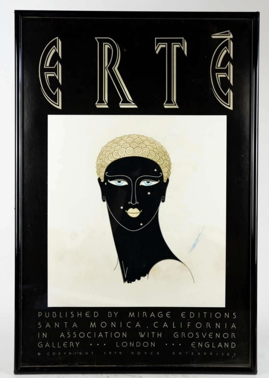 ERTE 1979 EXHIBITION POSTER: 1979 rete exhibition poster. Note: Each lot in this auction was stored in an active industrial warehouse. Accordingly, lots may exhibit dust and/or surface residue and may benefit from cleaning. Appro