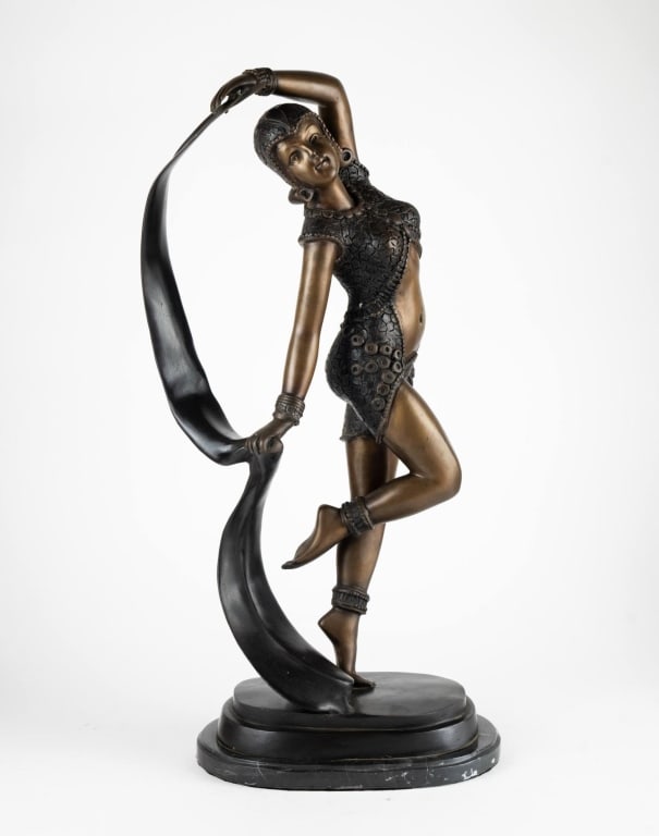 FRENCH ART DECO DANCER BRONZE SCULPTURE (1 of 4)