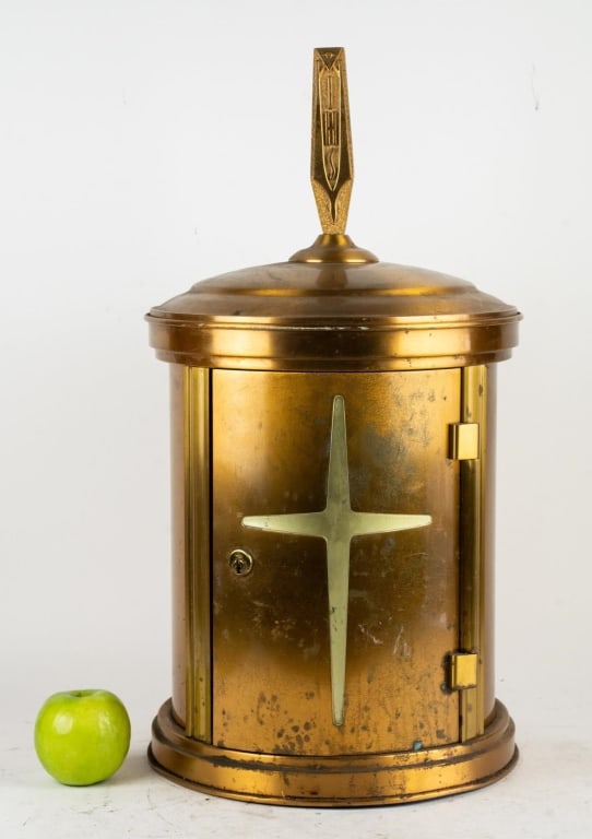 MID-CENTURY CATHOLIC TABERNACLES: Mid-century catholic tabernacles. Note: Each lot in this auction was stored in an active industrial warehouse. Accordingly, lots may exhibit dust and/or surface residue and may benefit from cleaning. 