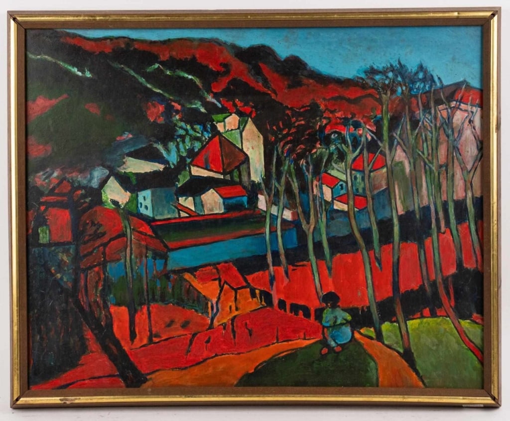 ABSTRACT TOWNSCAPE, ACRYLIC ON BOARD (1 of 7)