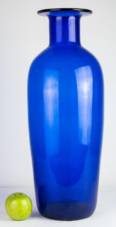 COBALT LARGE VINTAGE GLASS HAND BLOWN 24" VASE (1 of 5)