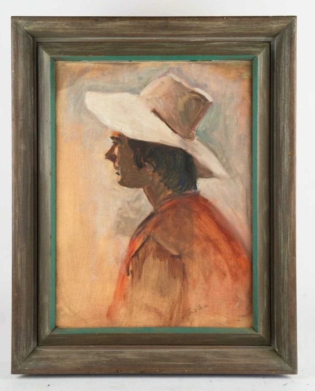 SIGNED PORTRAIT OF YOUNG MAN, OIL ON BOARD: Signed portrait of young man, oil on board signed to lr. Framed. Note: Each lot in this auction was stored in an active industrial warehouse. Accordingly, lots may exhibit dust and/or surface residue 