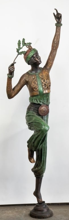 FRENCH ART DECO STYLE BRONZE SCULPTURE: Art deco style bronze sculpture of a dancer. Note: Each lot in this auction was stored in an active industrial warehouse. Accordingly, lots may exhibit dust and/or surface residue and may benefit from