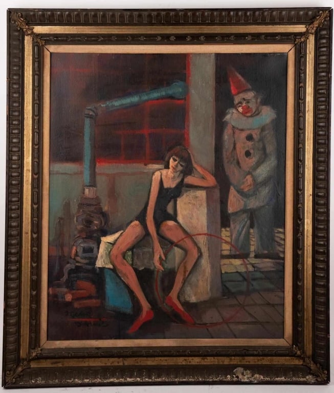 20TH C. CIRCUS SCENE, OIL ON CANVAS (1 of 8)
