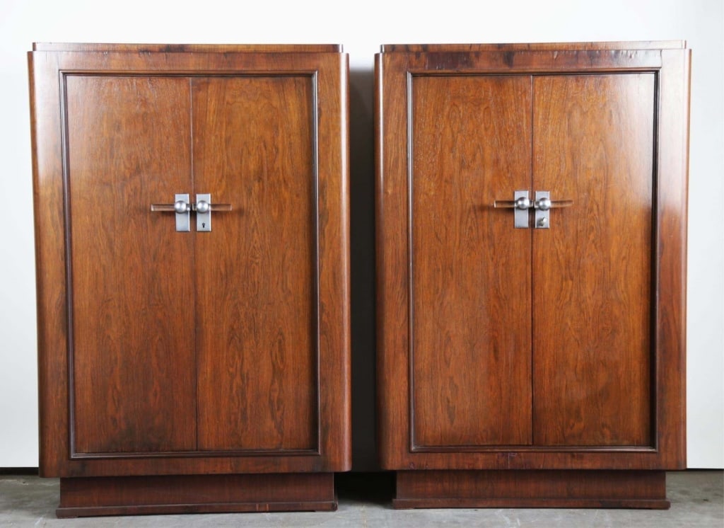 PAIR, JULES LELEU ROSEWOOD CABINETS, C. 1930S (1 of 8)
