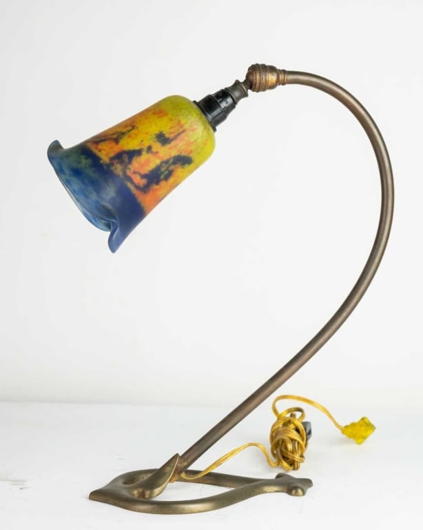 ART NOUVEAU STYLE DESK LAMP WITH GLASS SHADE (1 of 4)