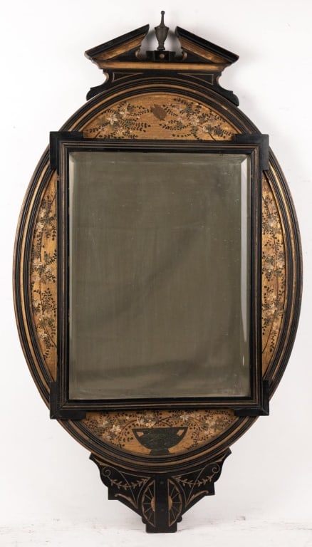 ANTIQUE HAND-PAINTED WALL MIRROR (1 of 6)