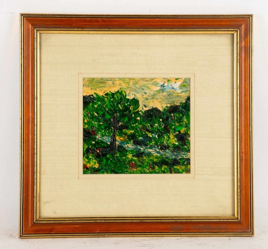 ABSTRACT LANDSCAPE SCENE, ACRYLIC, FRAMED (1 of 3)