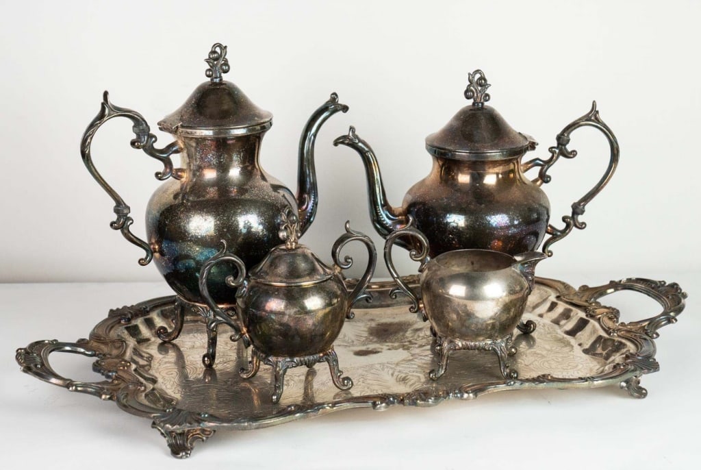 BSC SILVERPLATE 5PC HOT BEVERAGE SET WITH TRAY (1 of 5)