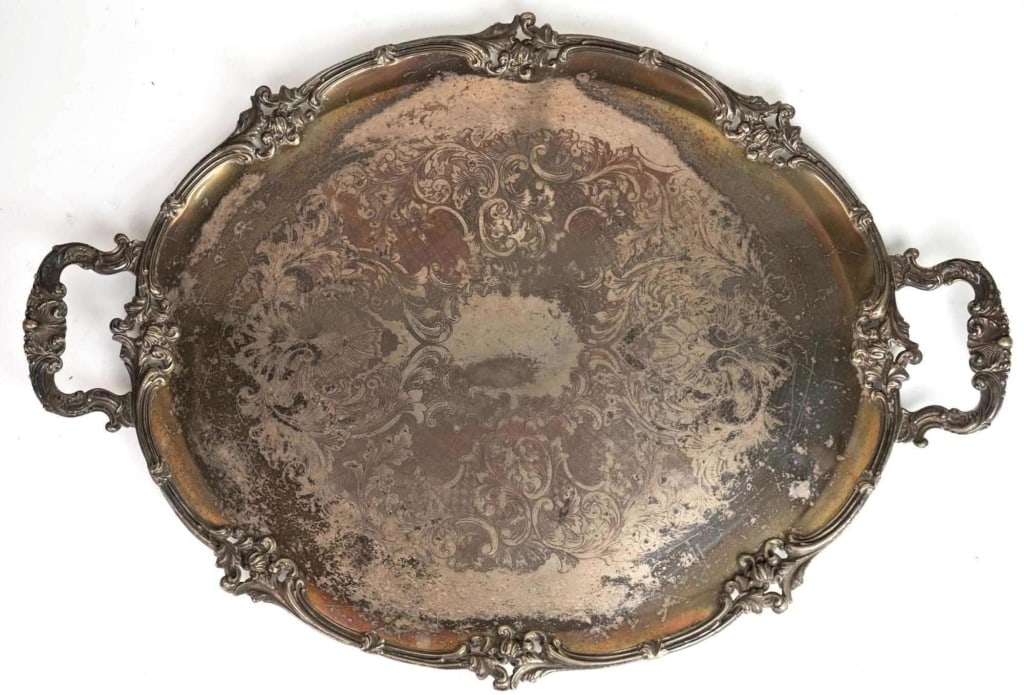 B&W SILVERPLATE SERVING PLATTER WITH HANDLES (1 of 7)