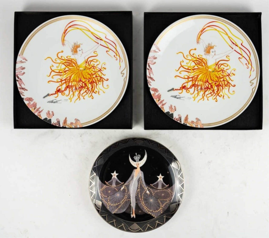 ERTE PORCELAIN LIMITED EDITION GROUPING: Erté porcelain limited edition grouping. Note: Each lot in this auction was stored in an active industrial warehouse. Accordingly, lots may exhibit dust and/or surface residue and may benefit from cl