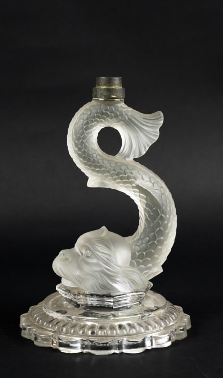 BACCARAT FROSTED DOLPHIN STAND OR CANDLE BASE (1 of 3)