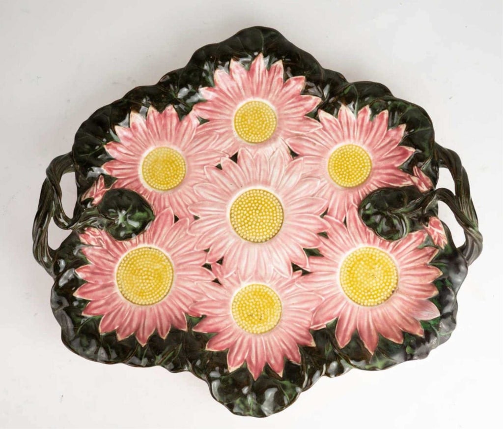 FRENCH MAJOLICA SERVING PLATTER WITH SUNFLOWERS (1 of 7)
