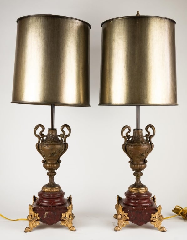 FRENCH BRONZE & MARBLE LAMPS (1 of 6)