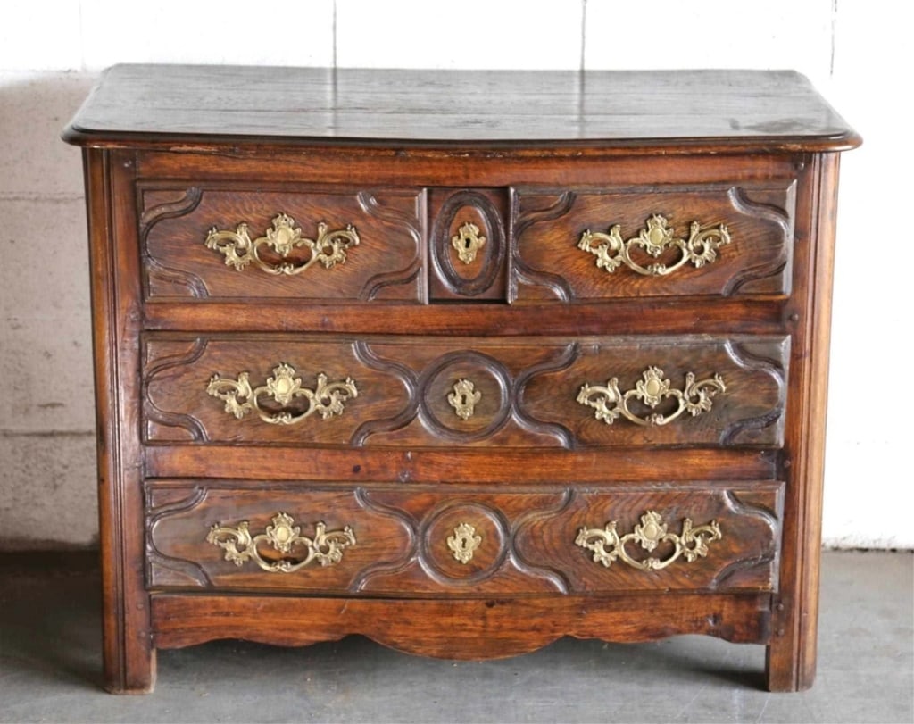 FRENCH ANTIQUE LOUIS XV STYLE CHESTNUT COMMODE (1 of 6)