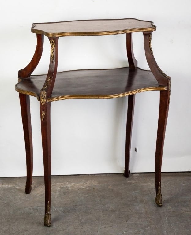 FRENCH ANTIQUE TWO-TIER MARBLE TOP TABLE (1 of 5)