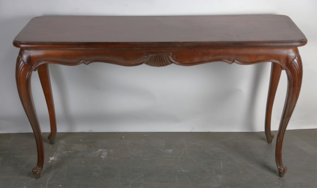 FRENCH SHELL CARVED MAHOGANY CONSOLE TABLE (1 of 6)