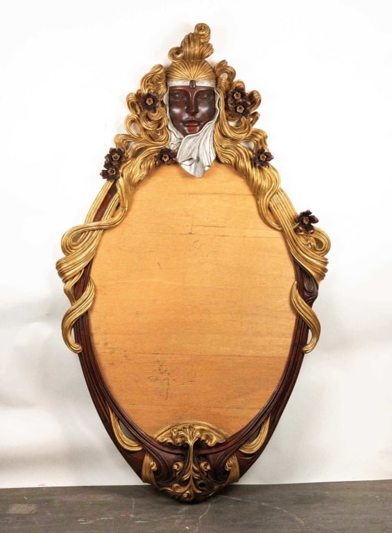 ART NOUVEAU CARVED WOOD MIRROR FRAME (1 of 7)