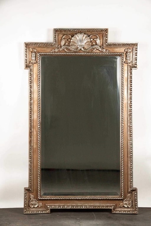 FRENCH SILVERED MIRROR WITH SHELL MOTIF (1 of 4)
