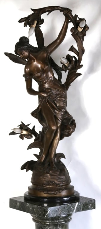 FRENCH BRONZE "LA JEUNESSE" LAMP (1 of 13)