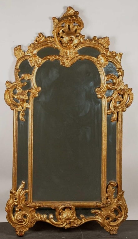 VINTAGE ITALIAN HAND CARVED GILT WOOD LONG MIRROR (1 of 6)