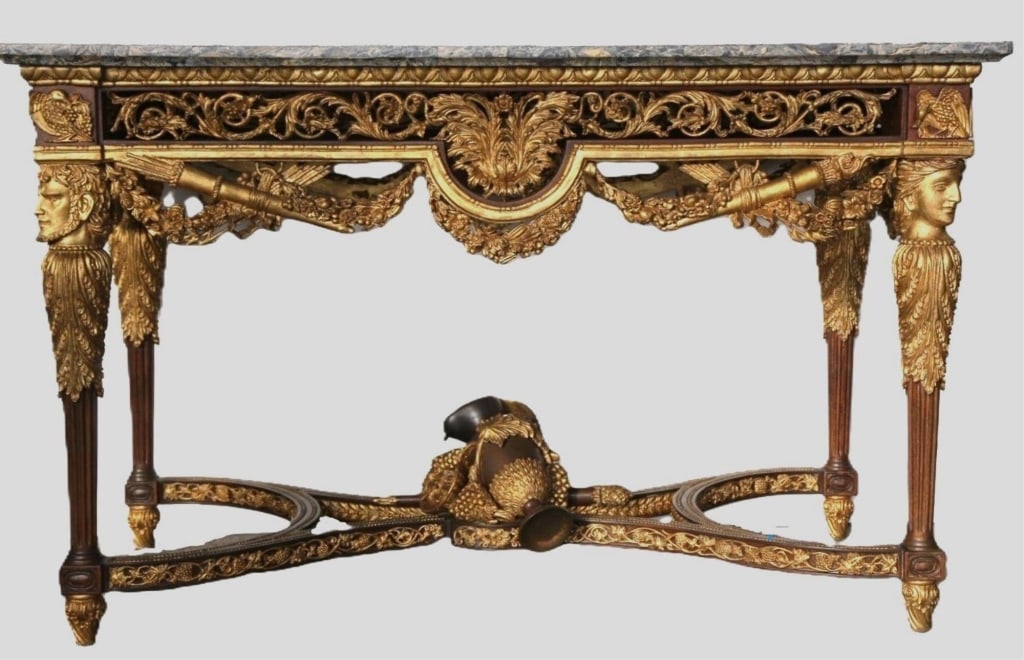 ITALIAN PIETRA DURA HAND-CARVED CONSOLE TABLE (1 of 8)